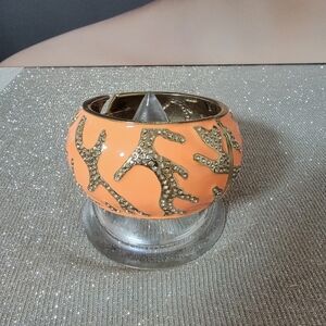 Sequins Orange and Gold Enameled Bangle Bracelet